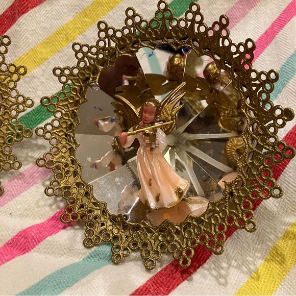 2 Vintage Jewel Brite Plastic Angel Christmas Ornaments 1960s - Picture 7 of 8